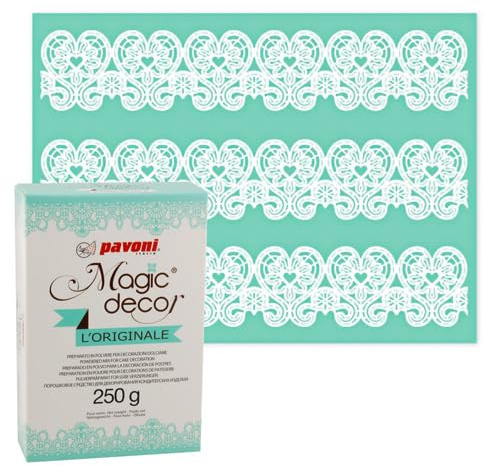 Magic Decor Matte Herzen + Magic Decor Pulver 250g für essbare Spitze