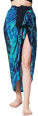 Ciffre Pareo Wickelrock Strandtuch Sarong Sauna Tuch Wandbehang Türkis Keltisch + Schnalle