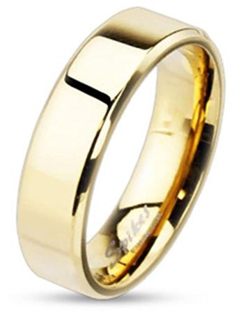 Paula & Fritz® Ring Damen Gold Größe 70 (22,3) 6-mm Breit 316L Chirurgenstahl Damenring Herrenring Partnerring Hochglanz-poliert Band-Ring Ehe-Ring