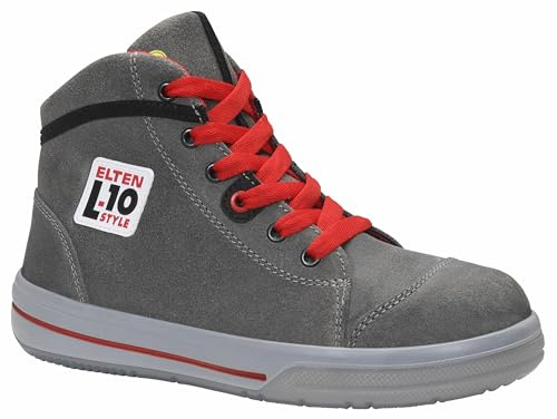 ELTEN Sicherheitsschuhe VINTAGE Mid ESD S3, Herren, Leder, Stahlkappe, leicht, sportlich, Grau, Größe: 48