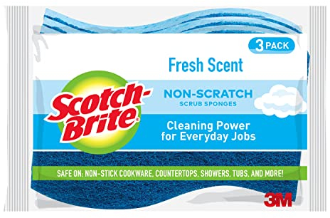 Scotch-Brite Esponjas para fregar antiarañazos, duran un 50% más que la marca líder de valor nacional, 12 unidades, paquete de 4