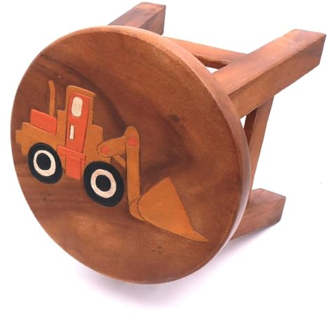 ROMBOL Handgefertigter Kinderhocker, Holz, Kinderhocker:Bagger