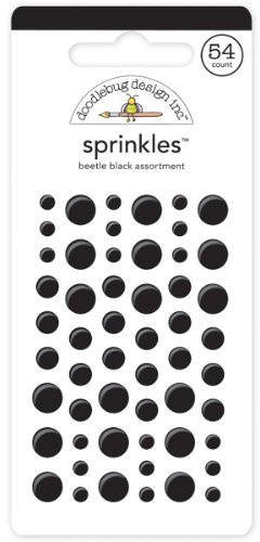Doodlebug Sprinkles Glossy Enamel Adhesive, Beetle Black Dots, 54-Pack