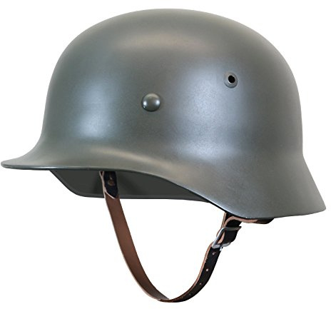 Reproduktion Stahlhelm aus 2. Weltkrieg M35 mit Ledereinsatz und Kinnriemen Gr. XX-Large (62/63 cm), Feldgrau
