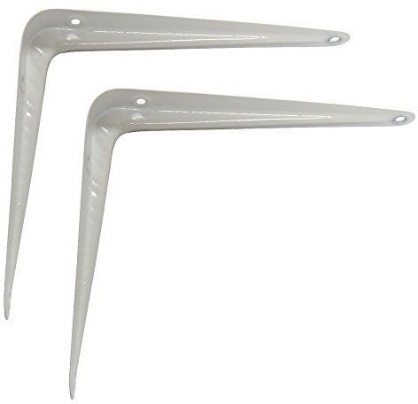 AERZETIX - C3463-2 x Regalwinkel - geprägt - zur Befestigung an der Wand - 12/15cm - Stahl - Weiß