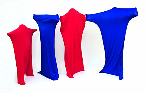 FLIXi Tanzsäcke – mit Bildungsheft – 4er Set Tanzanzüge aus reißfestem Material – besonders Hautverträglich - Rot - Blau