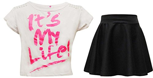 A2Z 4 Kids Girls Its My Life Crop Top - Its My Life Crop & Skirt Set White 11-12