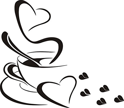 Wandtattoo wandaufkleber Aufkleber Wandsticker wall sticker Wohnzimmer Schlafzimmer Kinderzimmer Kueche Schriftzug CAFE COFFEE KAFFEE 30 Farben zur Wahl cafe05 (010 weiss, Size 1:ca.5x6cm(ohne Kaffeebohnen ))