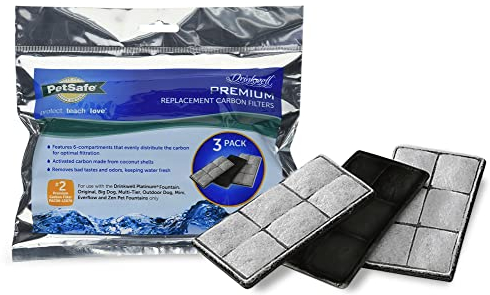 PetSafe Lot de 3 filtres de Rechange en Carbone pour Fontaine à Eau pour Chien et Chat Noir et Blanc