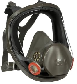 3M Full Facepiece Reusable Respirator 6900, NIOSH, Large Lens, ANSI High Impact Eye Protection, Silicone Face Seal, Four-Point Harness, Comfortable Fit, Painting, Dust, Chemicals, Large