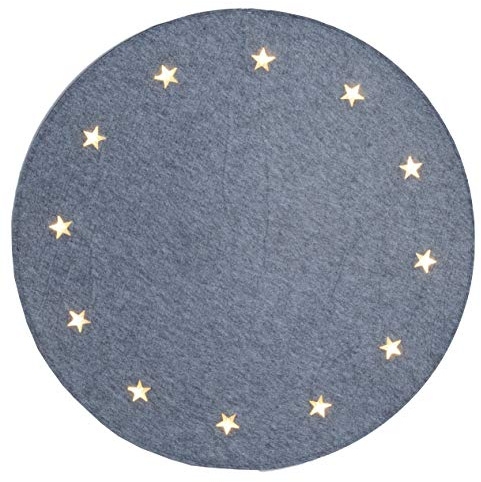 LED-Baumteppich Weihnachtsbaumunterlage 20 LED Sterne Warm-Weiß Filz Grau Ca. 100 cm Ø Trafo