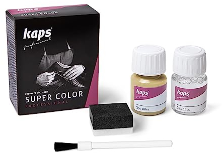 Dye With Primer For Natural And Synthetic Leather Shoes, Kaps Super Color And Preparer, 137 - Cream, 25ml - 0.85 fl. Oz.