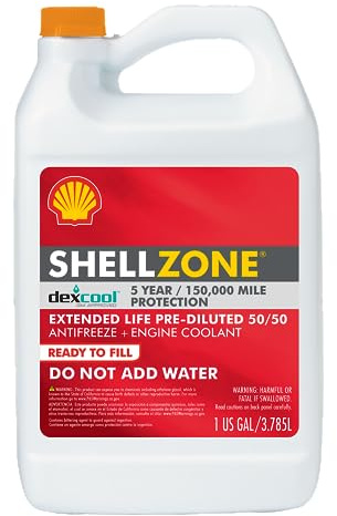 Shell Zone Dex-Cool Extended Life ELC Antifreeze + Coolant, Pre-Diluted 50/50 (1 Gallon, Single Pack)