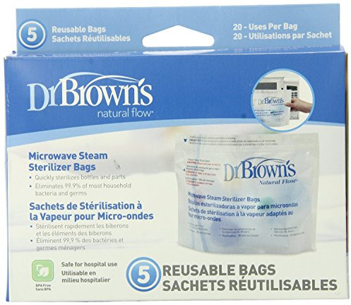 Dr. Brown`s Microwave Steam Sterilizer Bags - 2 Packs of 5 Count = 10 Bags
