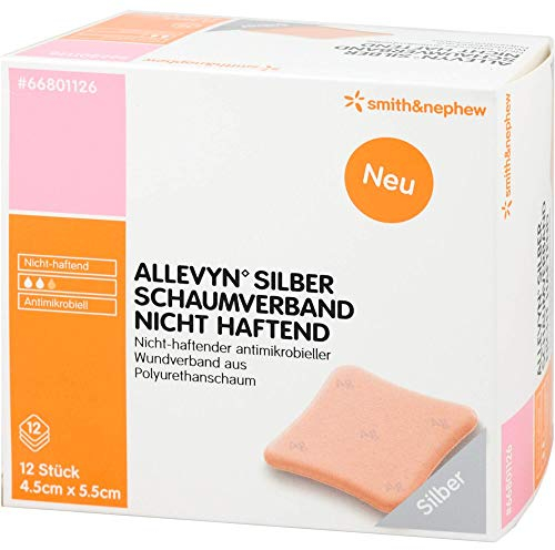 ALLEVYN Silber Schaumverb.4,5x5,5 cm nicht haftend 12 St
