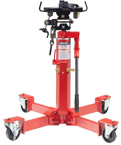 SUNEX Tools 1,000 lb. Air and Hydraulic Telescopic Transmission Jack with Adjustable Saddle Arms, 35.5 in. to 73.5 in. Lift Range, Model 7796