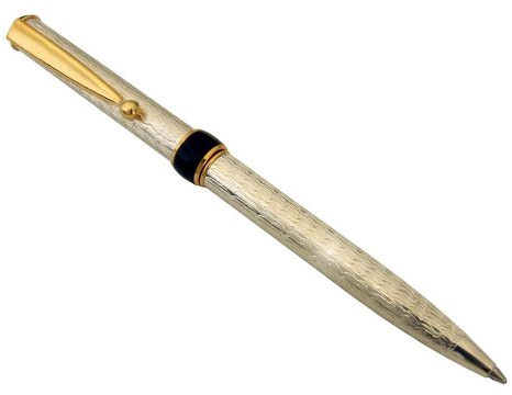 NYLOE - Kugelschreiber - Massives Sterlingsilber 925 - Baumrinden-Muster - Vergoldete Details - Nachfüllbar mit Standard Internationaler Mine - Handwerkskunst Eleganz - Hergestellt in Italien
