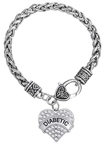 Armband für Diabetiker, Herzanhänger mit durchsichtigen Strasssteinen, Notfallarmband für Frauen von My Shape