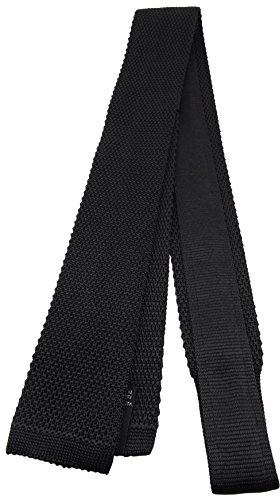 Blick. elementum - hochwertige Strickkrawatte in schwarz einfarbig Uni - Krawatte 100% Seide