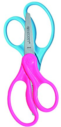 Westcott Hard Handle Kids Scissors, 5, Pointed, Assorted Colors, 2-Pack