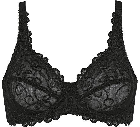 VIANIA! Bügel-BH Damen mit aufwändiger Stickereispitze Verstellbar hinten Schwarz 95B