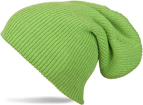 styleBREAKER Beanie Mütze, Slouch, überlange Strickmütze, doppelt gestrickt, warm, Unisex 04024004, Farbe:Grün
