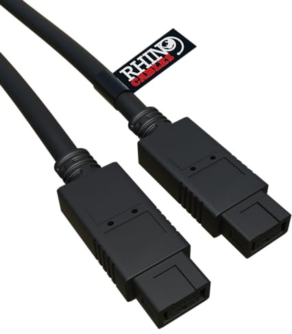 rhinocables FireWire 9-Pin to 9-Pin Cable – IEEE 1394B for Ultra-Fast Data Transfer | Hot Swap, Plug & Play Lead for PCs, RAID Storage, External Hard Drives & Legacy AV Devices | 2m or 3m Options (2m)