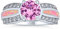 Personalisieren Sie Einzigartigen Rosa Aaa Cz Runden Brillantschliff Solitär Verlobungsring Für Frauen .925 Sterling Silber Erstellt Opal Inlay Breites Band Anpassbar