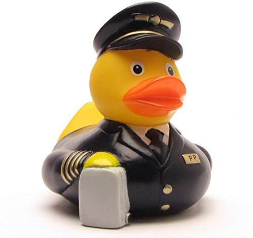 Duckshop I Badeente Pilot I Quietscheente I L: 7,5 cm I Quietscheentchen I Geschenk Luftpersonal I Präsent Sammler