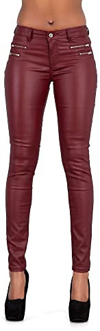 LustyChic Femme Jean Slim Pantalon en Cuir pour Femmes Skinny Stretch Slim,Rouge,S