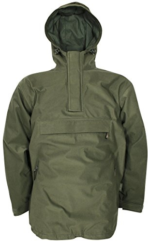 JACK PYKE Galbraith Mens Smock Waterproof Windproof Hooded Jacket, Silent Outdoor Hunting Pullover, Adjustable Cuffs & Waist, Multi Zip Pockets for Walking, Shooting, Hiking - Green, XL