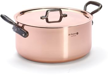 De Buyer - Faitout Cuivre-inox E.F. A Couvercle Anses Fontes Ø 28Cm - Diamètre 28 cm - 6466.28