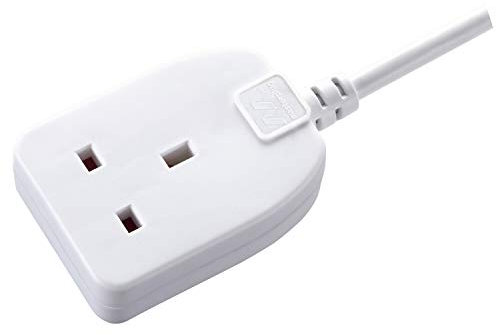 Masterplug One Socket Single Extension Lead, Unswitched, 10 Metre Cable, 1-Way Plug Extension Cable, Basic Power, White, 13A, 1G, 10m, BOG10