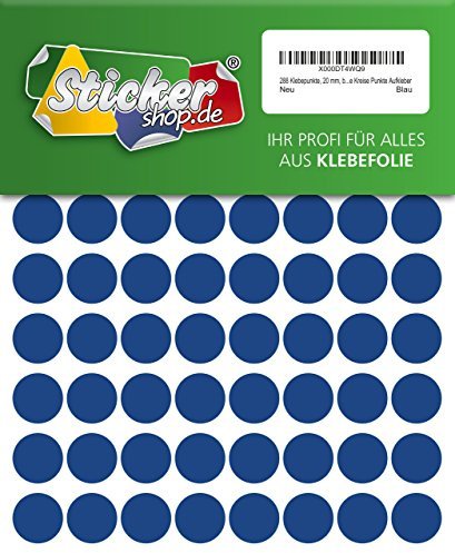 288 Klebepunkte, 20 mm, blau, aus PVC Folie, wetterfest, Markierungspunkte Kreise Punkte Aufkleber