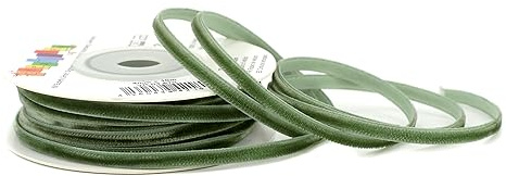 Creativery Samtband 3mm x 10m Rolle - Farbauswahl in 3/6/10/16/22/25/50mm - farbecht & waschbar - Schleifenband zum Nähen - Geschenkband zum Verpacken Dekorieren Basteln - Moosgrün 570