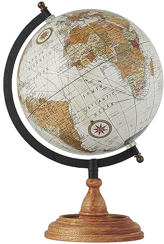 Deco 79 Mangoholzkugel mit Holzsockel, 22,9 x 20,3 x 33 cm, Braun