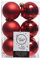 Decoris Box of 12 shatterproof baublesshiny/matt 6cm red, Acryl, Rot