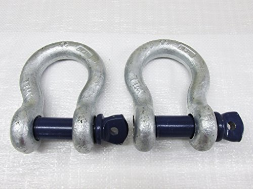Bow Shackles with Screw Pin 0.5 Ton X2 (Lifting Towing Galvanised Steel 500KG)