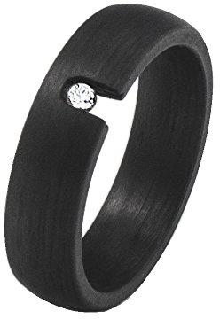 DOOSTI Freundschaftsring/Partnerring aus Carbon mit Zirkonia
