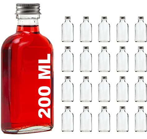 slkfactory 20 x 200 ML taschi Bouteilles en Verre avec Bouchon à vis 200 ML Liqueur, Schnaps - Bouteilles vin