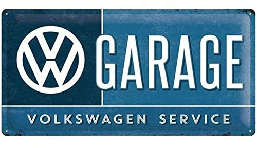 Nostalgic Art VW Garage Placa Decorativa, Metal, Azul y Negro, 25 x 50 cm