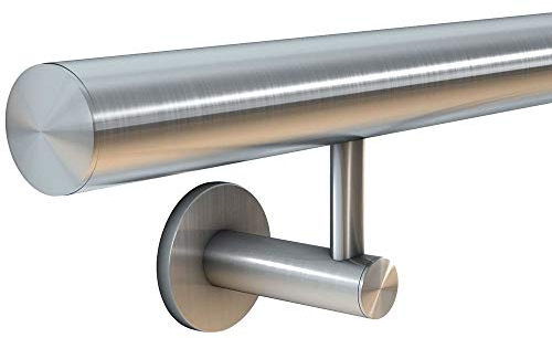 HUERO Edelstahl Handlauf | 2,0 m Länge | V2A | Handlaufträger L-Form