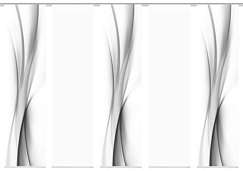 wohnfuehlidee 5er-Set Flächenvorhang, Deko Blickdicht, UFA, Höhe 245 cm, 3X Dessin /2X Uni transparent, Fb. grau/weiß