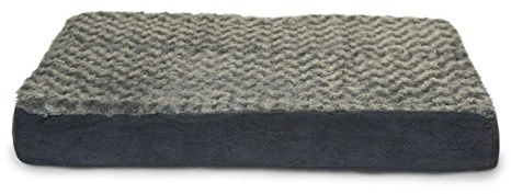 Furhaven Cooling Gel Dog Bed for Large/Medium Dogs w/Removable Washable Cover, For Dogs Up to 55 lbs - Ultra Plush Faux Fur & Suede Mattress - Gray, Large
