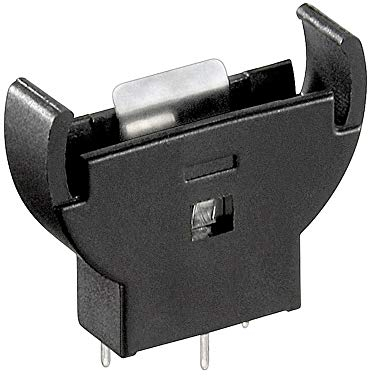 Fixation pile bouton CR2012-2032 - max. 20 mm, noir, Montage sur circuit imprimé, vertical (3 broches)