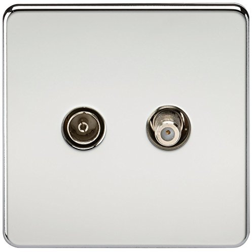 Knightsbridge SF0140PC (Isolated) Screwless Sat Tv Outlet, Polished Chrome