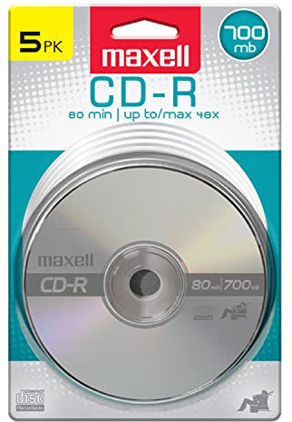Maxell 648220 CD-R 700 5PK CD Recordable Disc 48X 700MB 80 Minute 5 Pack Carded