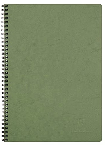Clairefontaine 781423C Agebag Spiralbuch (DIN A4, 21 x 29,7 cm, 50 Blatt, kariert, Doppelspiralbindung, praktisch für unterwegs, robust und belastbar) 1 Stück grün