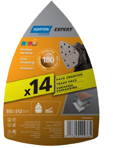 Norton Lot de 14 Patins expert 102 x 152 Grain 180