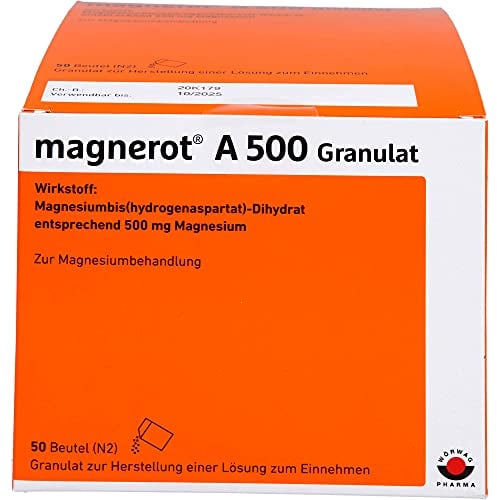 magnerot® A 500 Granulat mit Magnesiumaspartat - Das fruchtige Magnesium zum Auflösen, 50 Beutel
